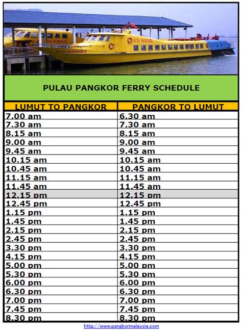 ferry ticket from lumut to pangkor island